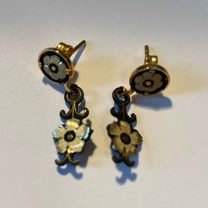 Damascene Floral Earrings for Pierced Ears